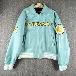 SEYDEHWON Leather Bomber Jacket Mens Sz Large Tiffany Color Cow Leather Hide